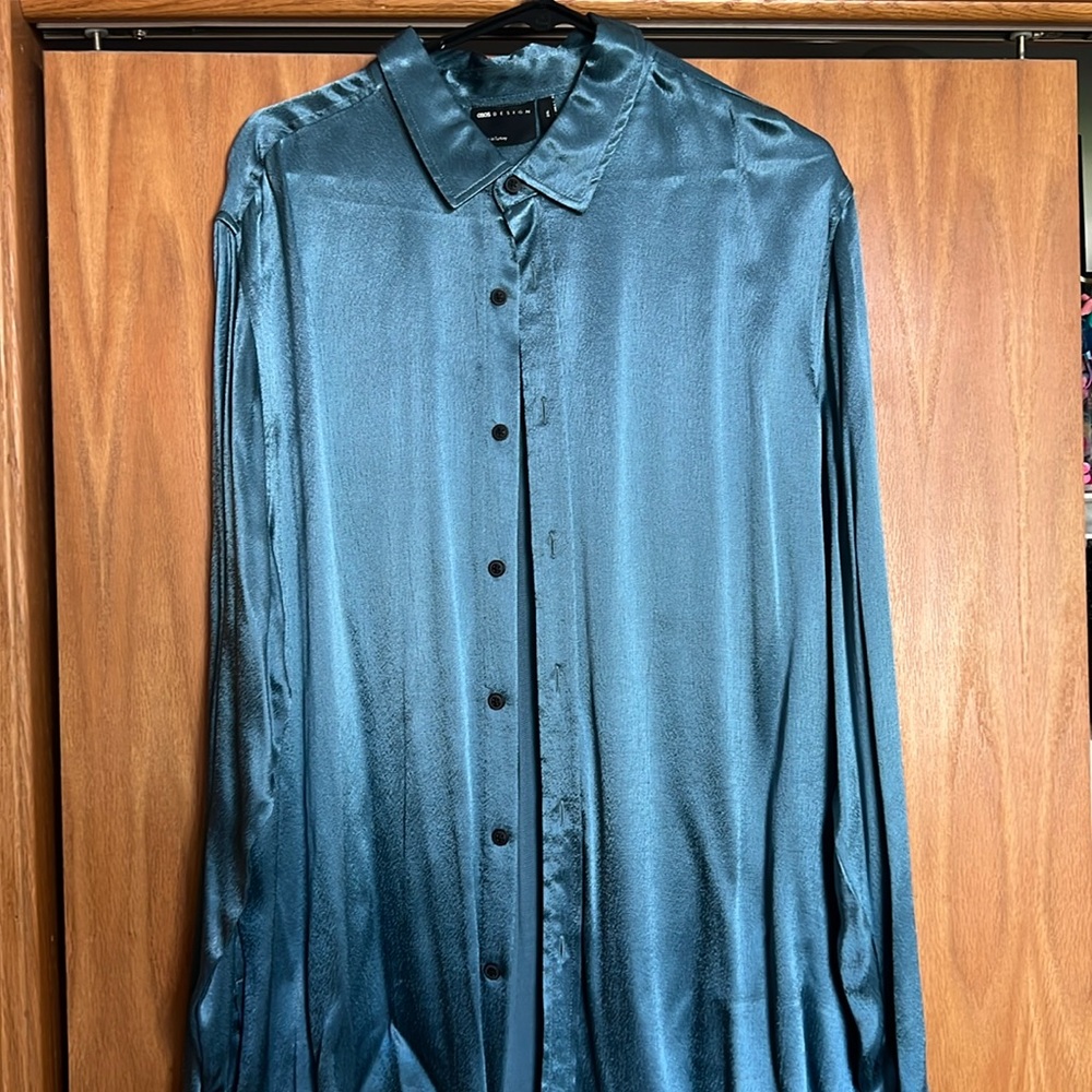 ASOS- Satin Men Long Sleeves fitted  Shirt 2XL